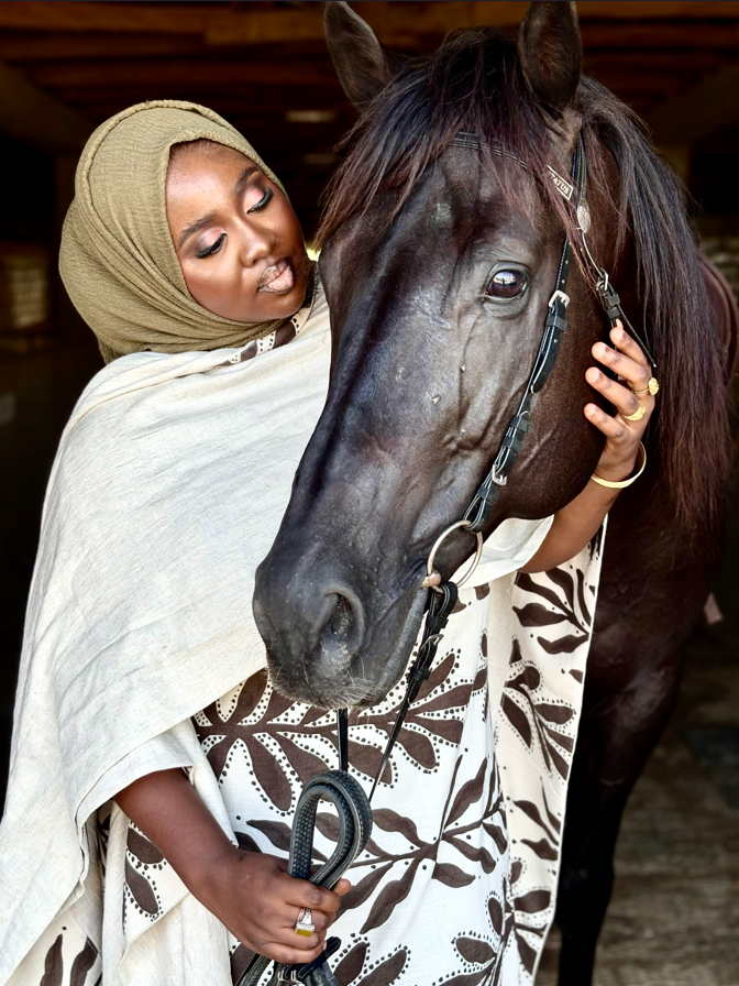 Aisha Ahmad Suleiman with her horse
